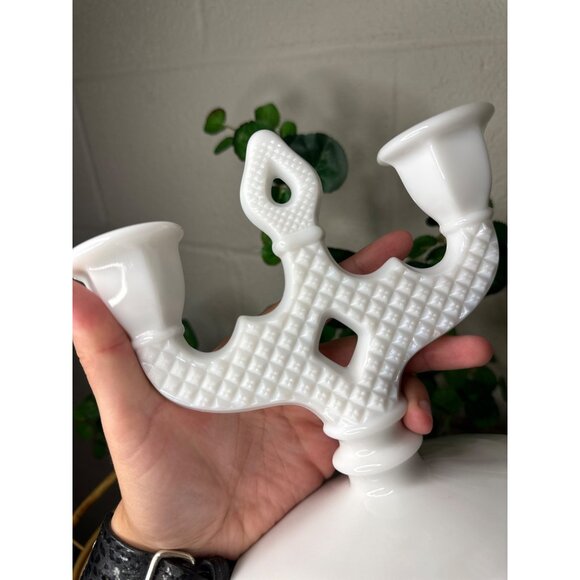 VTG Westmoreland English Hobnail Milk Glass Candelabra Pair Candle Holder Decor - Picture 8 of 8